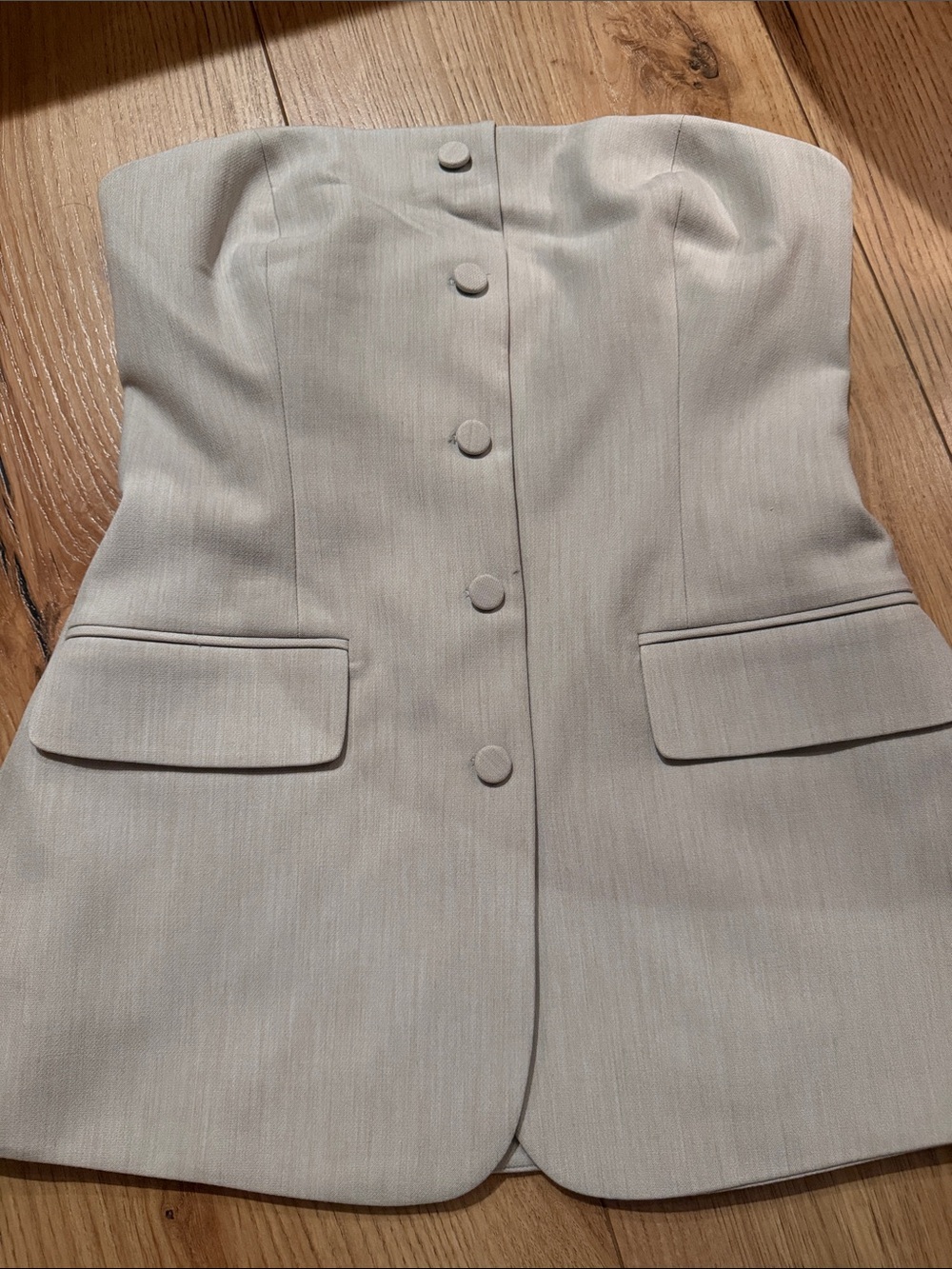 Babaton Neutral Strapless Button-Front Corset Top -insider tube top
